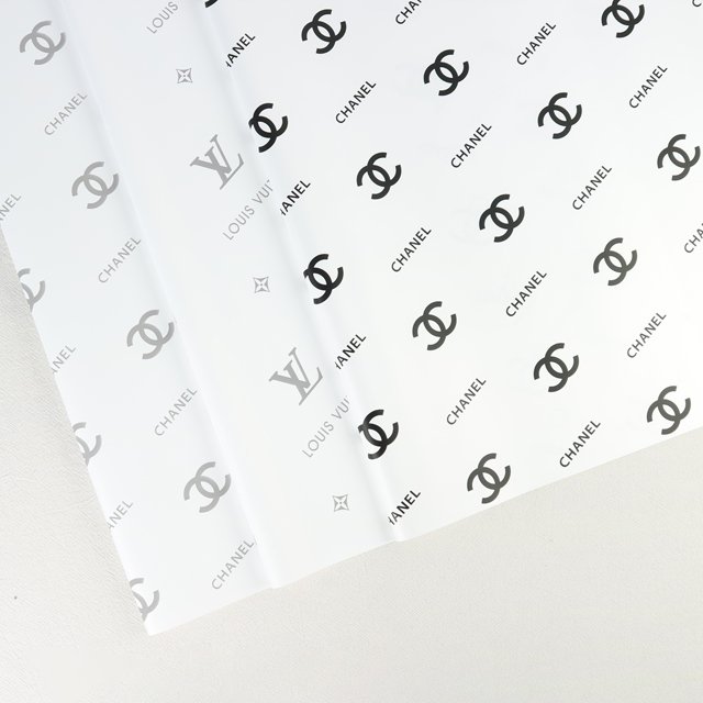 luxury brands designer logo flower wrapping paper roll waterproof plastic printing bouquet floral paper gift for packaging