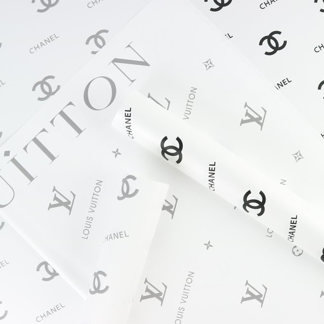 luxury brands designer logo flower wrapping paper roll waterproof plastic printing bouquet floral paper gift for packaging