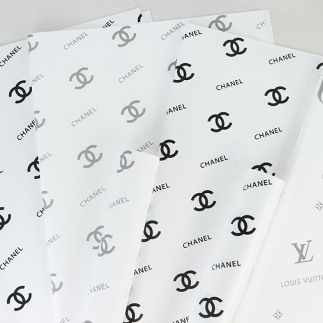 luxury brands designer logo flower wrapping paper roll waterproof plastic printing bouquet floral paper gift for packaging