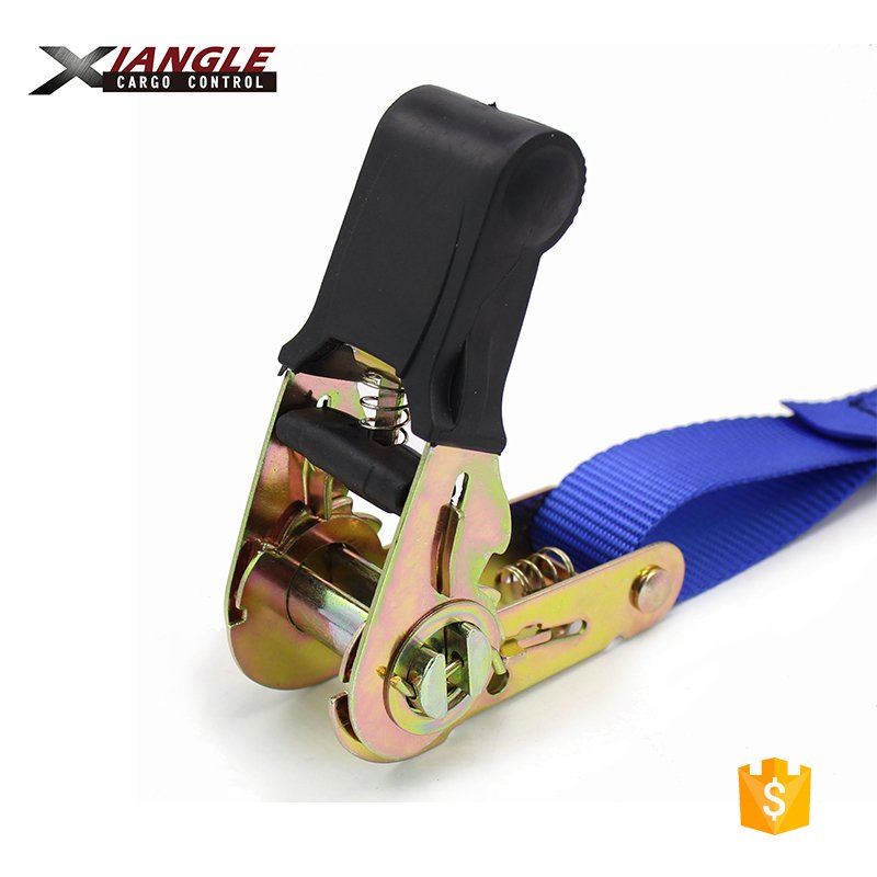 800kgs Hot sales 1 inch 2.5cm polyester webbing rubber handle ratchet cargo lashing straps tie down strap manufacturer