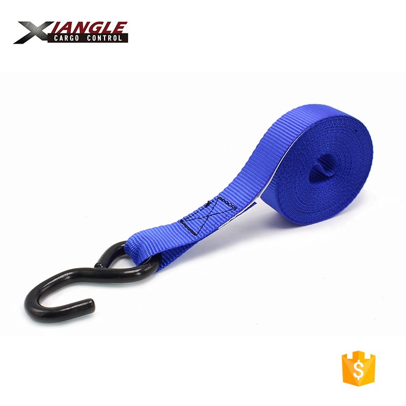 800kgs Hot sales 1 inch 2.5cm polyester webbing rubber handle ratchet cargo lashing straps tie down strap manufacturer