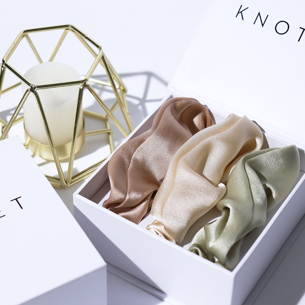 silk scrunchies wholesale pure mulberry silk hair scrunchies silk hair ties with logo custom box