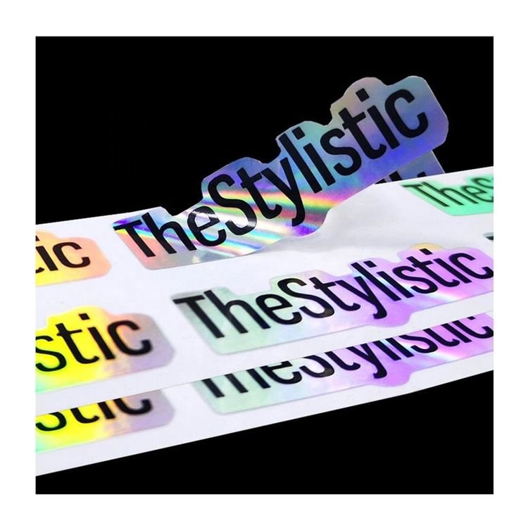 CS UV Resist Waterproof Custom Logo Printed Die Cut Vinyl Holographic Stickers Reflective Hologram Sticker Label
