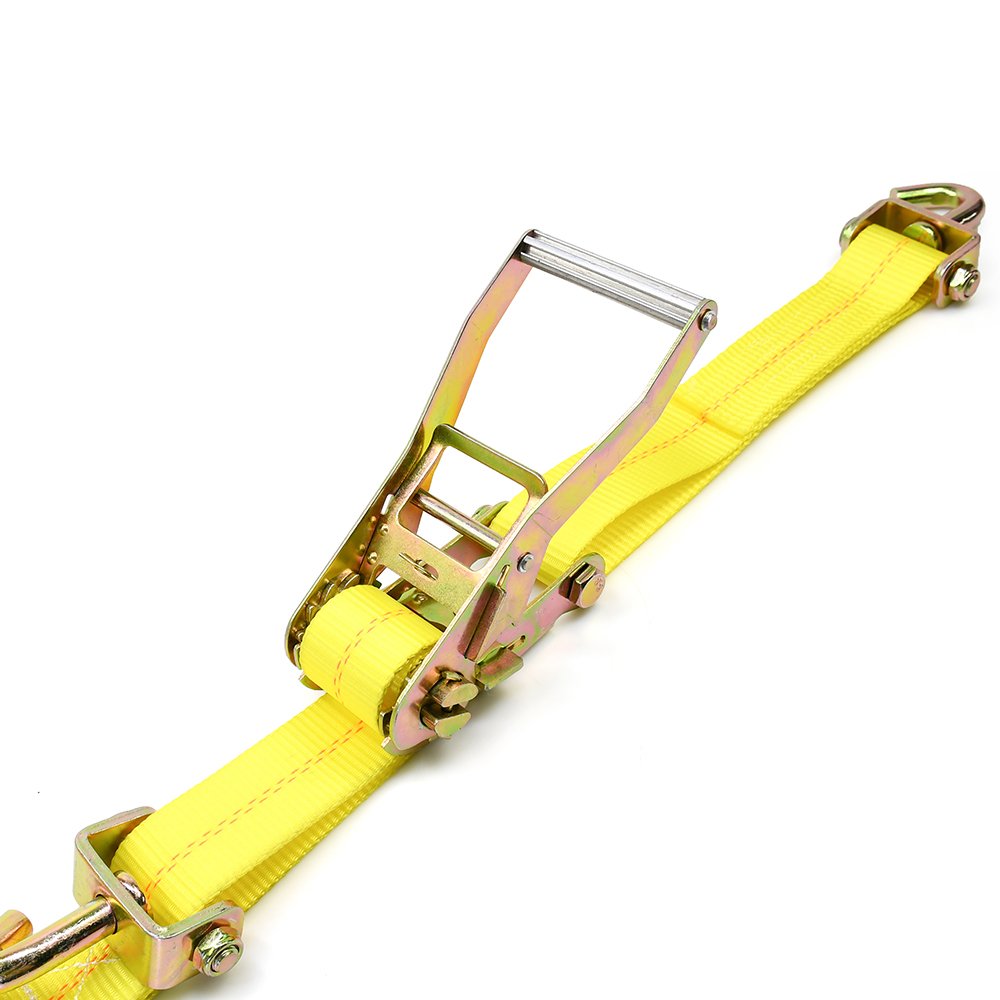 Heavy Duty 2 Inch Adjustable Rubber Tire Cleats Auto Hauler Ratchet Tie Down Strap with Swivel J Hook
