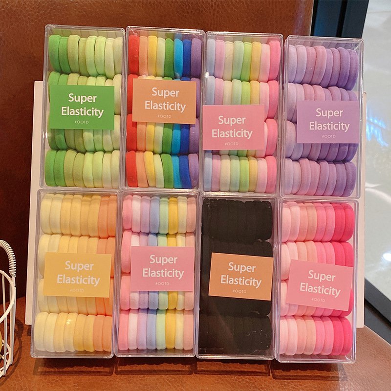 32pcs/Box Mixed Color Velvet Scrunchies Nylon Colorful Hair Tie Hair Accessories Elastic Kids Hair Ties For Girls