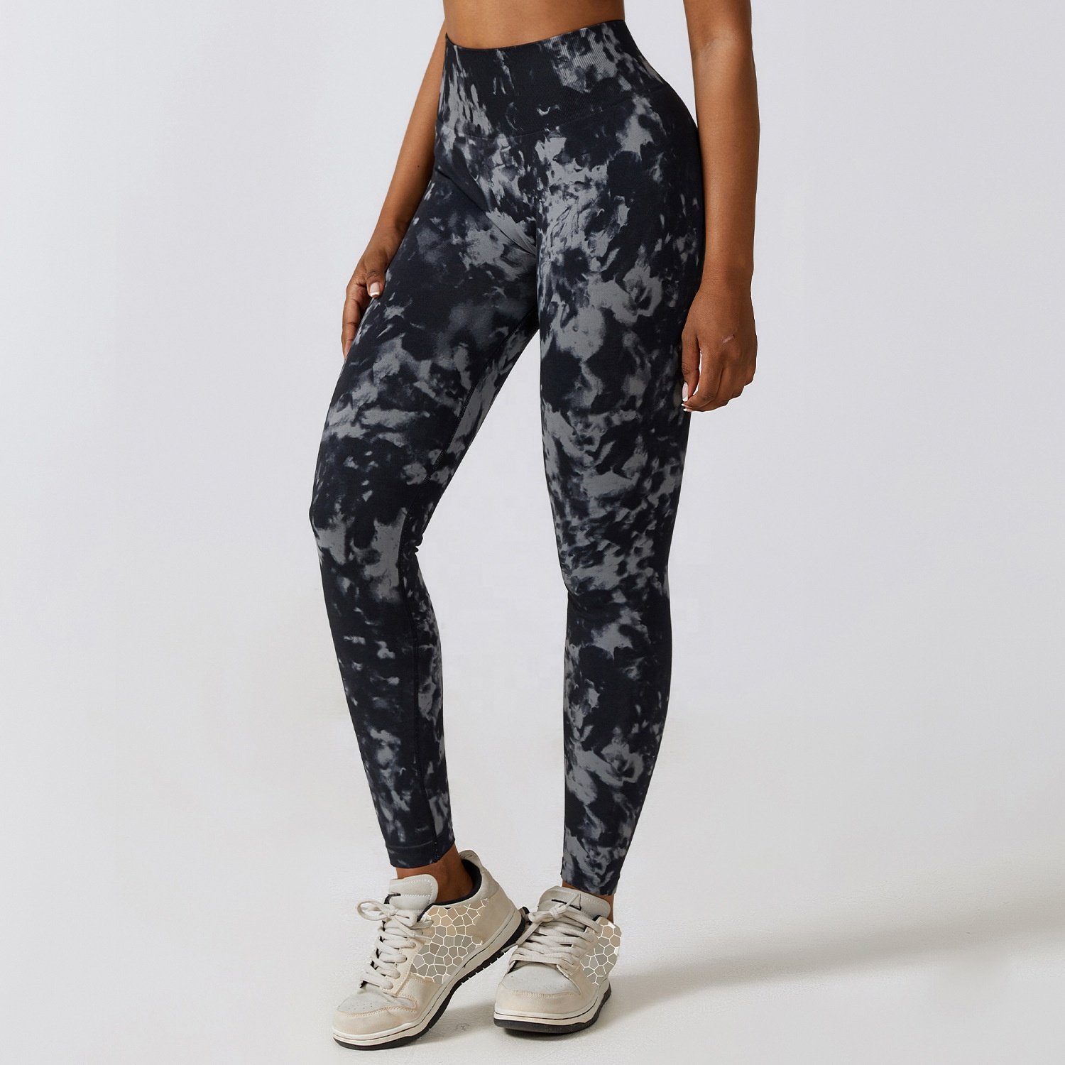 Tie Dye Seamless High Waist Yoga Pants Camo Hip Lifting Tummy Running Sports Fitness Leggings
