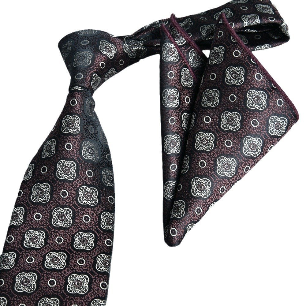 2024 New Arrival Fashion 8cm Neck Tie High Quality Jacquard men suit pocket handkercher neck tie set