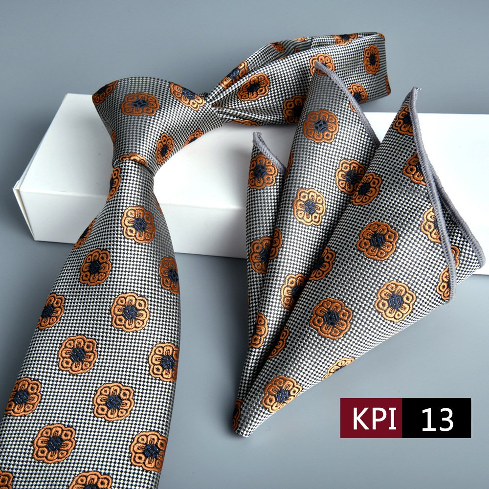 2024 New Arrival Fashion 8cm Neck Tie High Quality Jacquard men suit pocket handkercher neck tie set