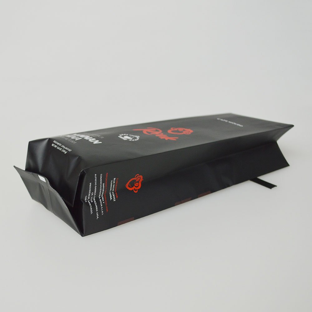Side gusset flat bottom pouch custom printed drip coffee bean packaging bag aluminum foil coffee bag with valve and tin tie