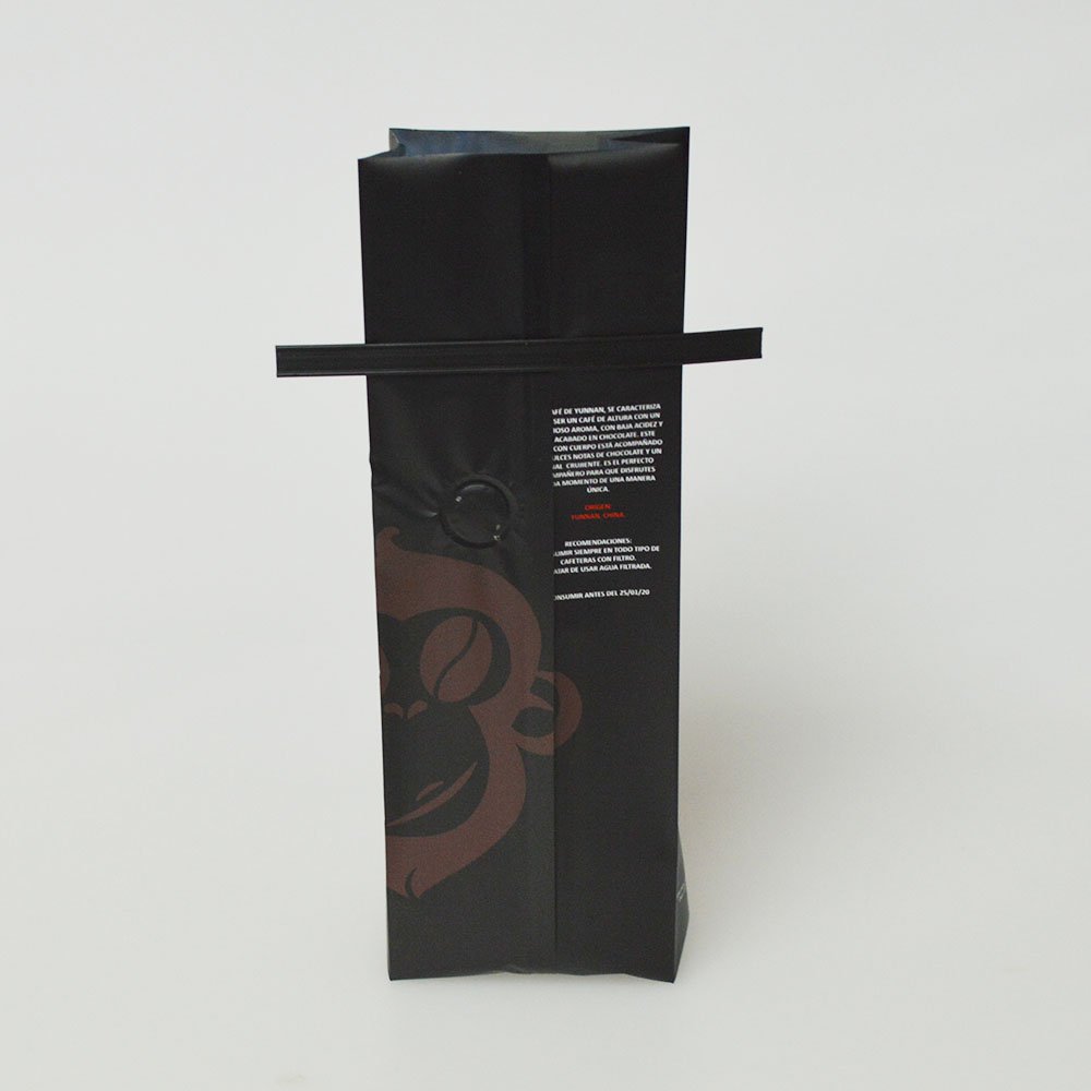 Side gusset flat bottom pouch custom printed drip coffee bean packaging bag aluminum foil coffee bag with valve and tin tie