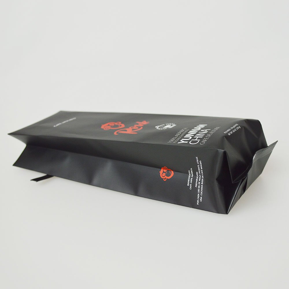 Side gusset flat bottom pouch custom printed drip coffee bean packaging bag aluminum foil coffee bag with valve and tin tie