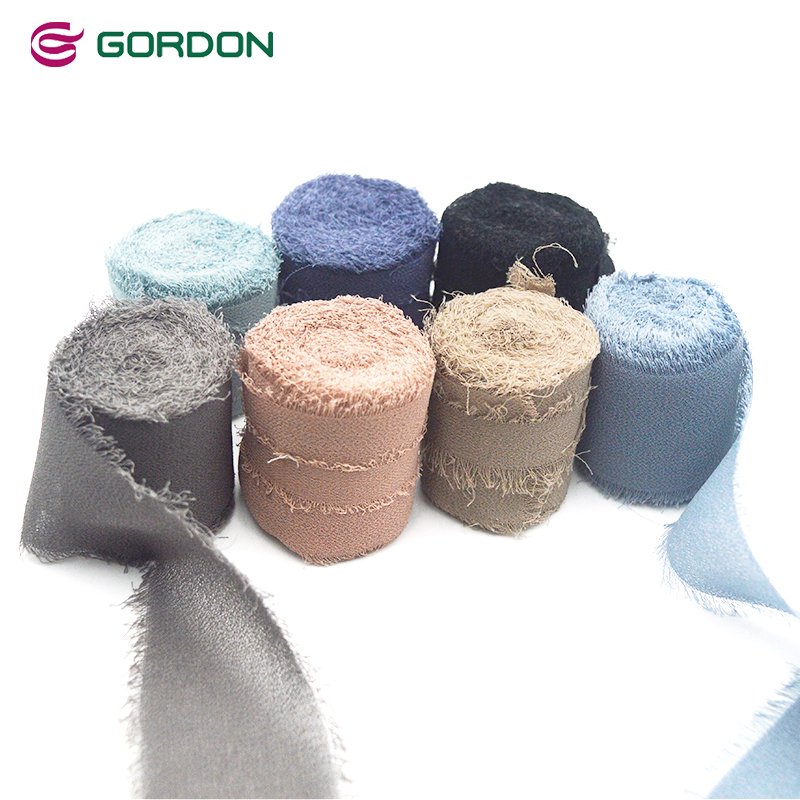 Gordon Ribbons Inventory Factory Bouquet Wrapping 1 1/2" Chiffon Ribbon Hand Tear Frayed Fringe Chiffon Ribbon