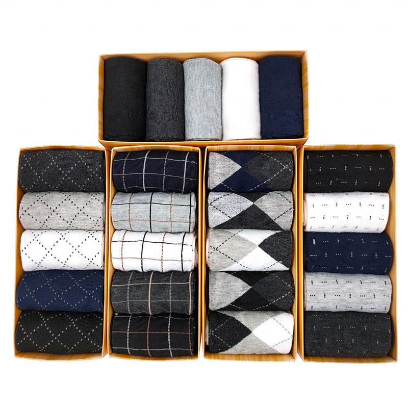 Low MOQ business tie and sock set mens gift socks gifts box sox men's formal socks
