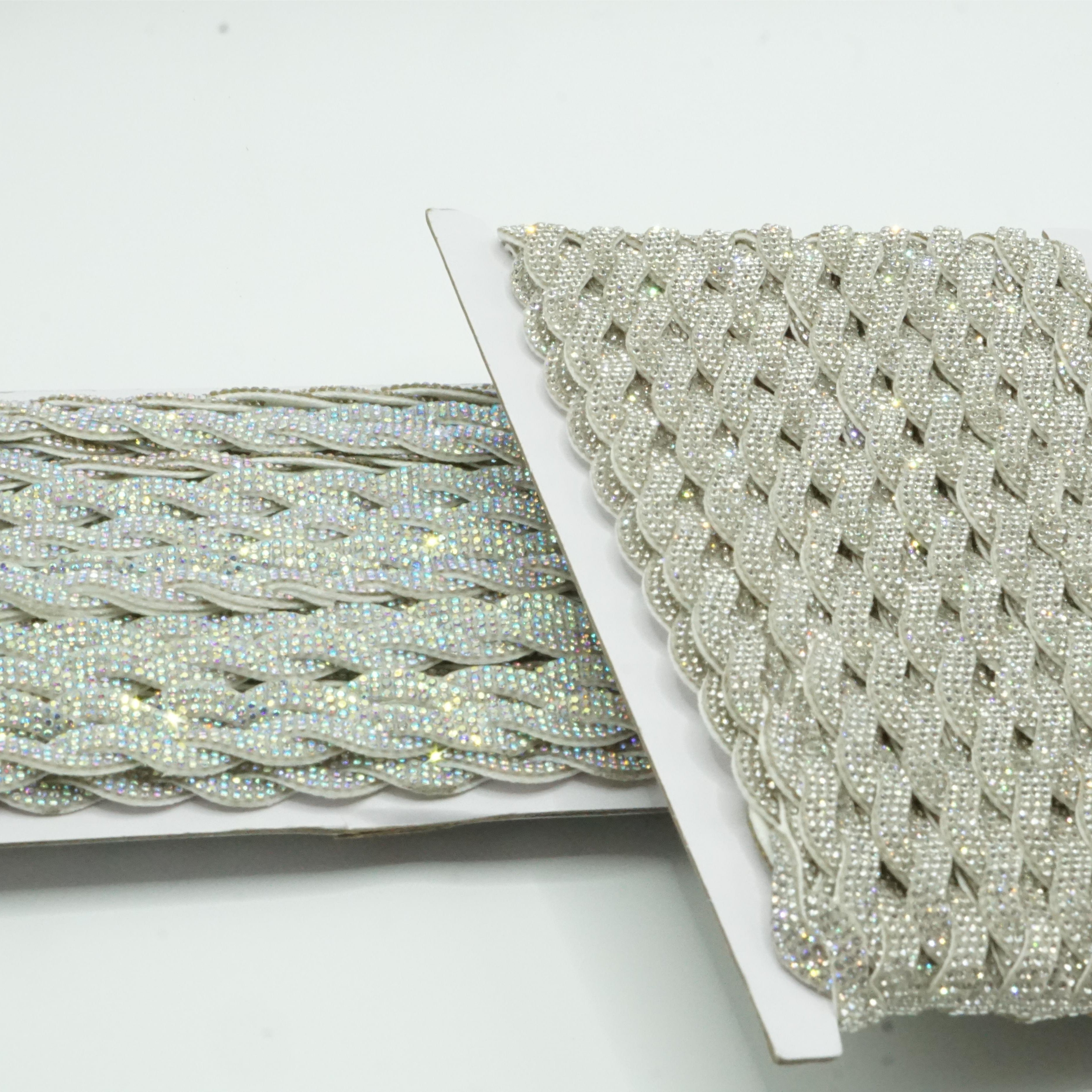 SINRONG Two braids hot drill S-shaped wavy shoes, clothing accessories DIY mesh diamond self-adhesive