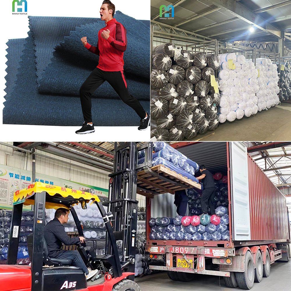 Guangzhou fabric markets 260gsm polyester shiny tricot super poly fabric china for elegant tracksuit hip hop street sport wear
