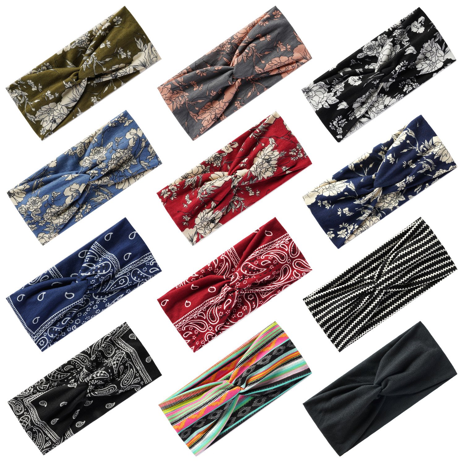 Boho Yoga Exercise Cross Twisted Knot Elastic Wide Hair Band Exercise Sports Running Women Cotton Headband