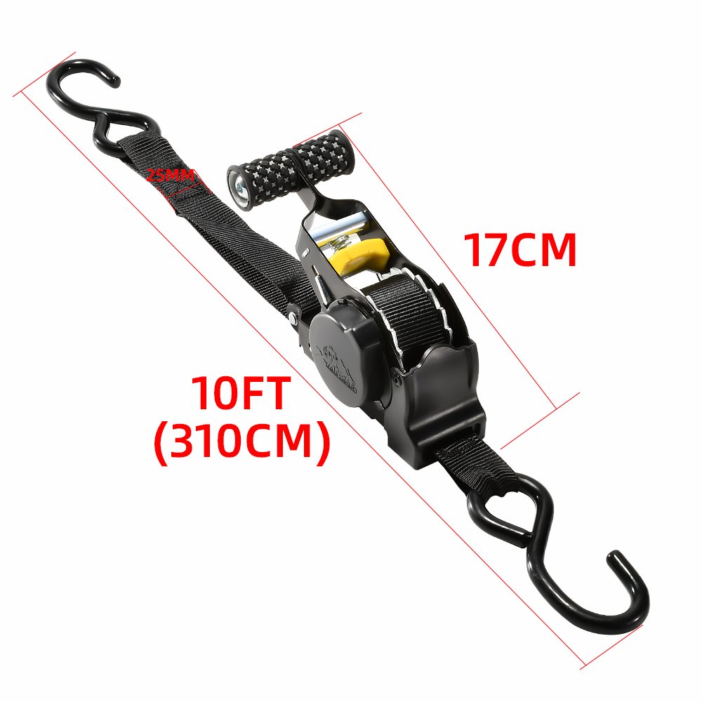 Auto Retractable Ratchet Strap 25mm 1500Lbs 700kgs Self Retracting Auto Retractable Ratchet Tie Down Strap Heavy Duty