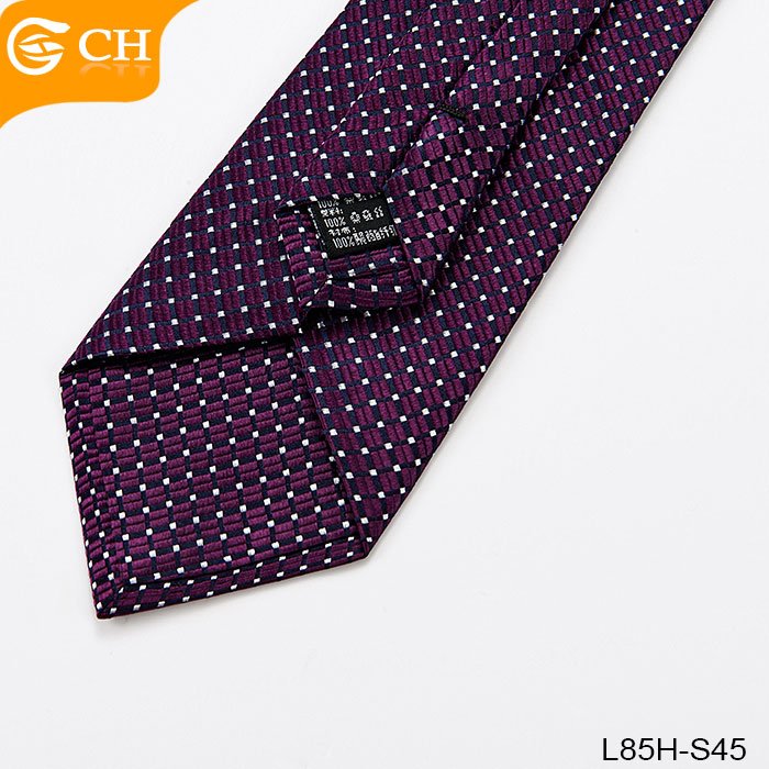 Wholesale Fashion Plaid Design 100% Silk Charm Purple Mens Tie To Match Shirts