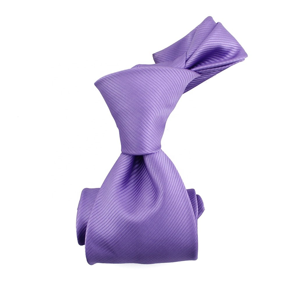 Wholesale 9cm Wide Necktie Business Fashion Jacquard Woven Microfiber Polyester Classic Solid Colour Custom Lavender Mens Tie