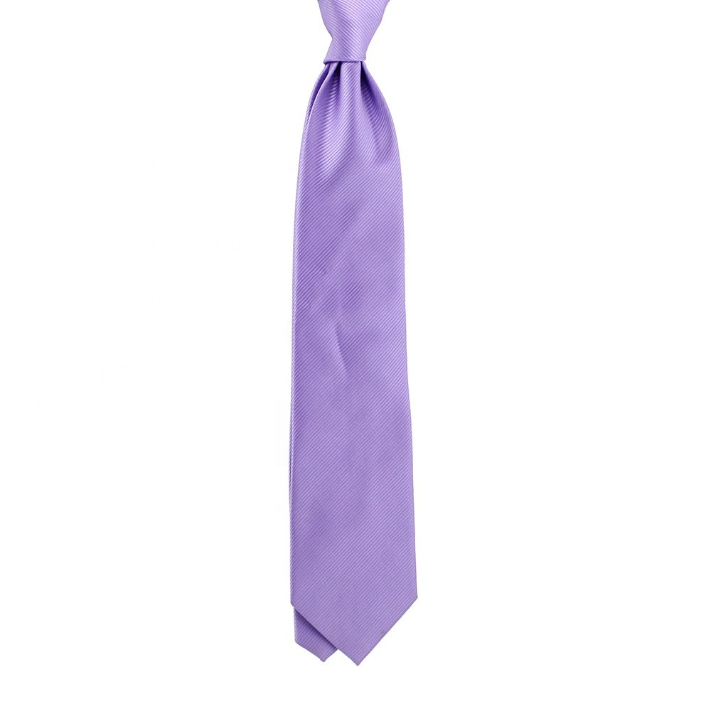 Wholesale 9cm Wide Necktie Business Fashion Jacquard Woven Microfiber Polyester Classic Solid Colour Custom Lavender Mens Tie
