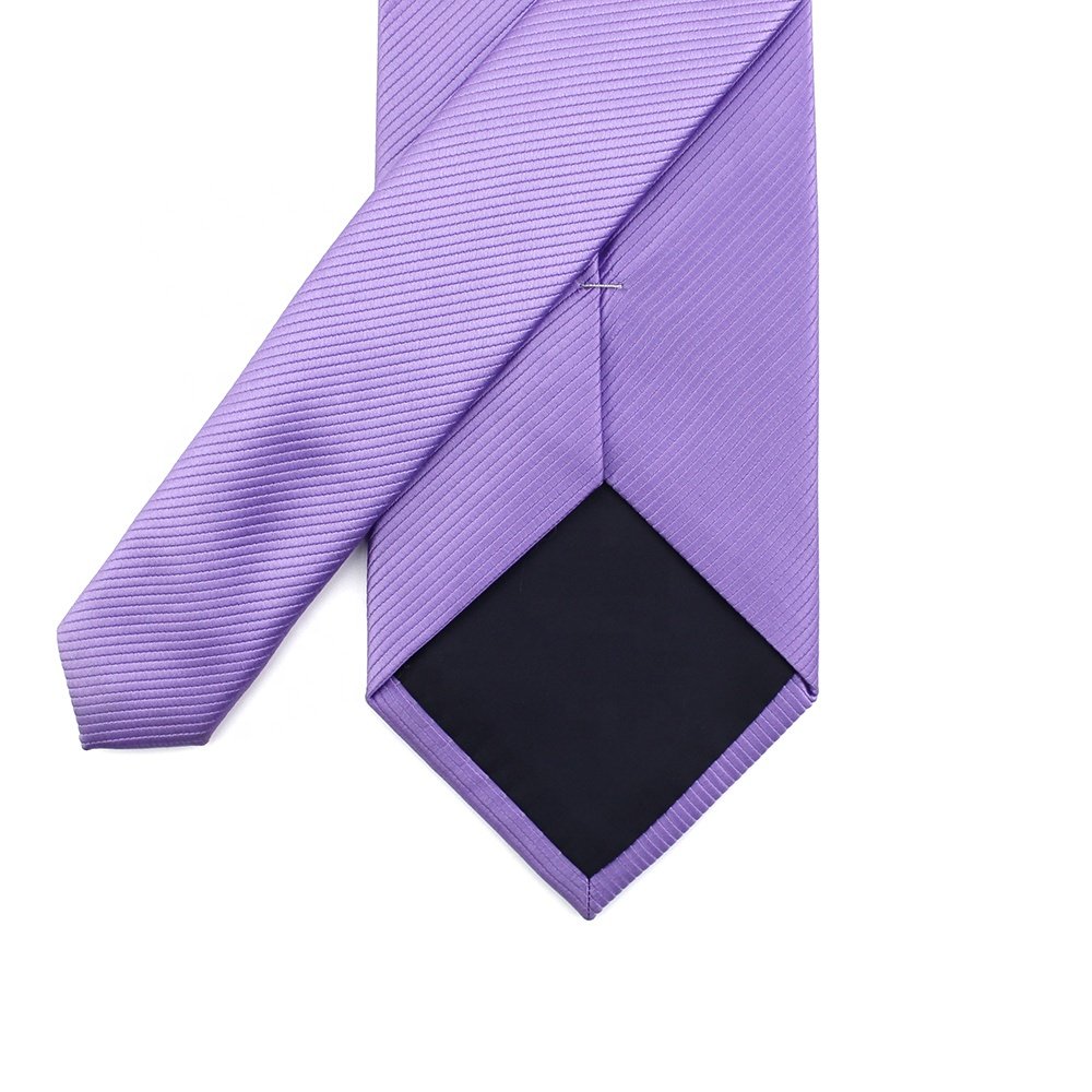 Wholesale 9cm Wide Necktie Business Fashion Jacquard Woven Microfiber Polyester Classic Solid Colour Custom Lavender Mens Tie