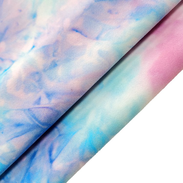 Hot sale New Arrival Moisture-Absorbent Recycled Polyester Spandex Knitted Stretch Jersey tie-dye Sports Yoga Fabric