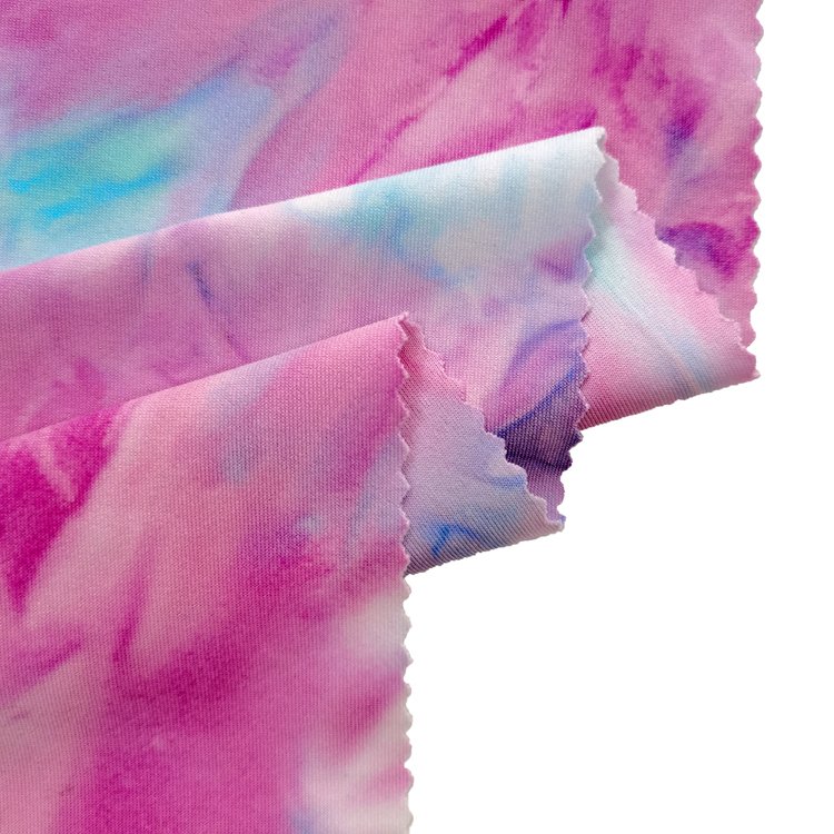 Hot sale New Arrival Moisture-Absorbent Recycled Polyester Spandex Knitted Stretch Jersey tie-dye Sports Yoga Fabric