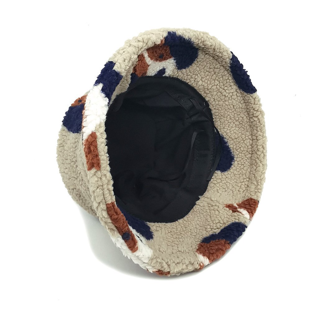 Winter Plush Basin Hat Dogs Print Warm Bucket Hat Casual Cute Sherpa Bucket Hat For Women And Men