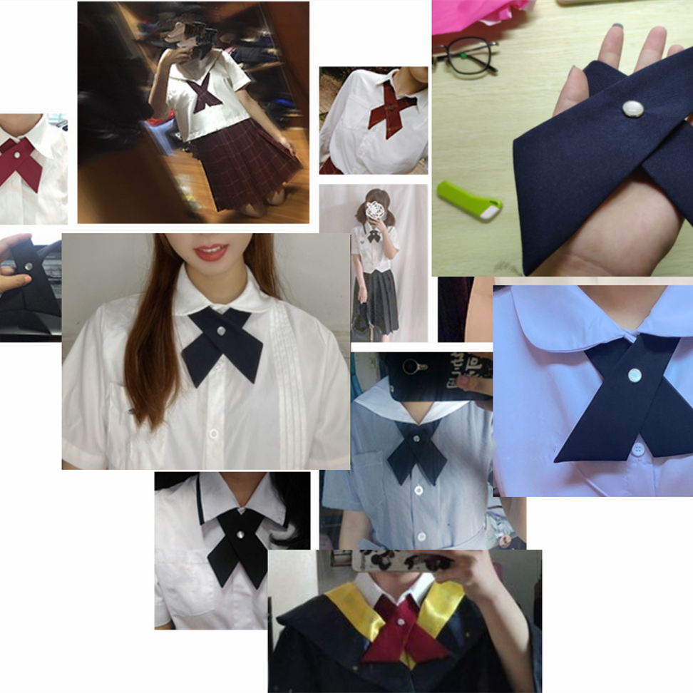 Chic Design Quality polyester Wholesale School Uniform Cross Neck Tie Woman Adjustable Girls' Criss-Cross bow ties