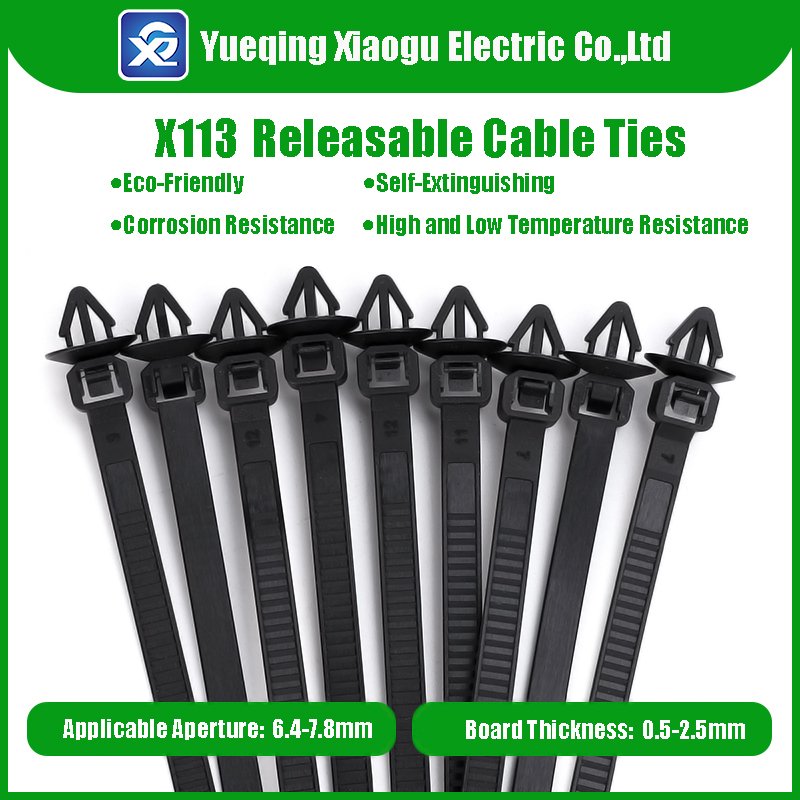 6.5*160mm Releasable Push Mount Cable Ties with Arrowhead and Disc