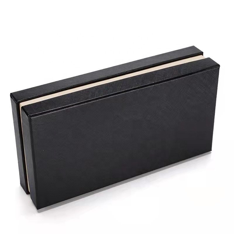 Black Rectangular wallet box ,up and down lid packing box for universal long wallet box