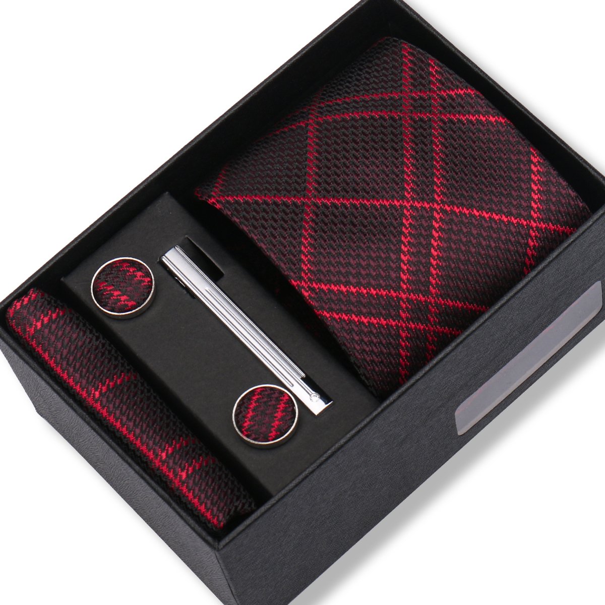 Shengzhou Male Black Necktie Men Ties With Tie Pin Gift Set Necktie Cufflinks Tie Clip Hanky Men Suit 4 sets For Men