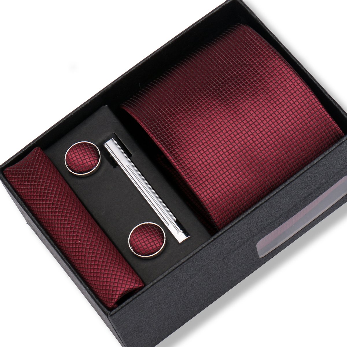 Shengzhou Male Black Necktie Men Ties With Tie Pin Gift Set Necktie Cufflinks Tie Clip Hanky Men Suit 4 sets For Men