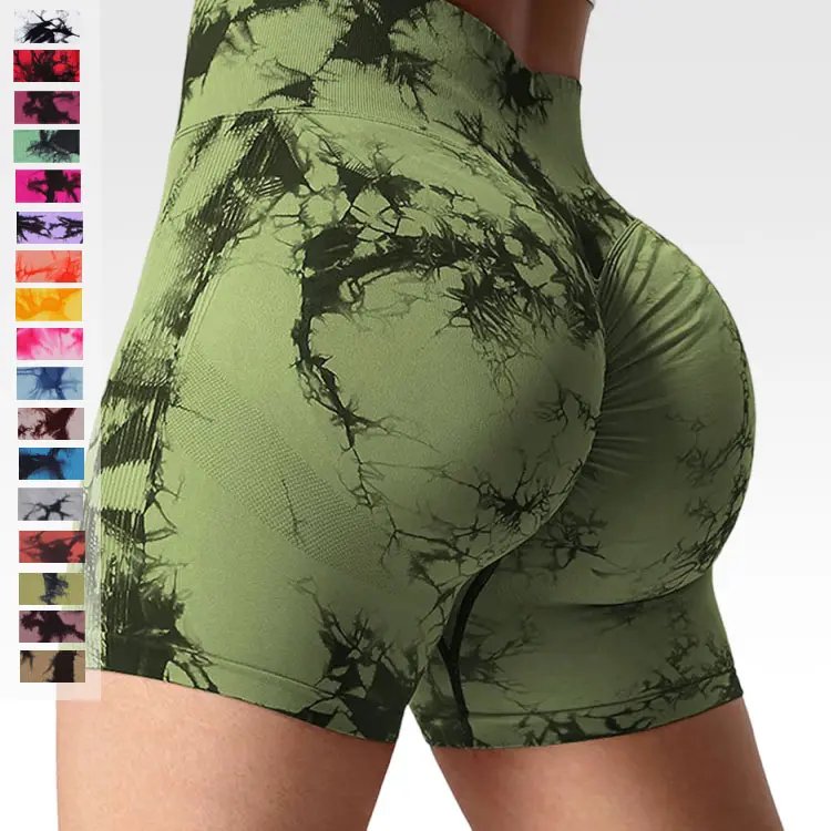 High Waist Tie Dye Fitness Sports Wear Summer Gym Yoga Short Women High Waist Pants Cycling Biker Shorts