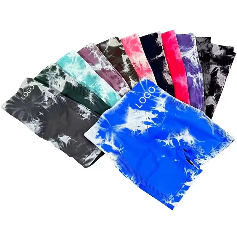High Waist Tie Dye Fitness Sports Wear Summer Gym Yoga Short Women High Waist Pants Cycling Biker Shorts