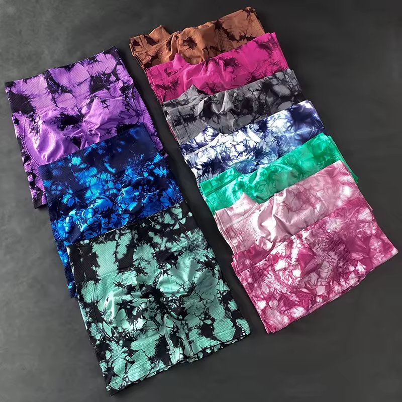 High Waist Tie Dye Fitness Sports Wear Summer Gym Yoga Short Women High Waist Pants Cycling Biker Shorts