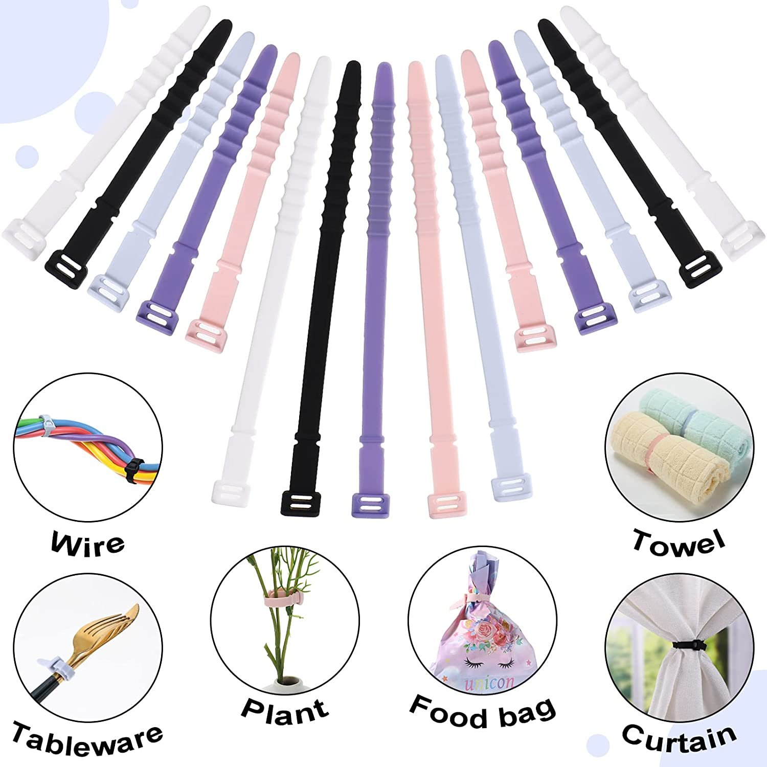 Silicone Cable Ties Hongyucable Silicone Cord Organizer Straps Reusable Cable Zip Ties Reusable Wire Ties
