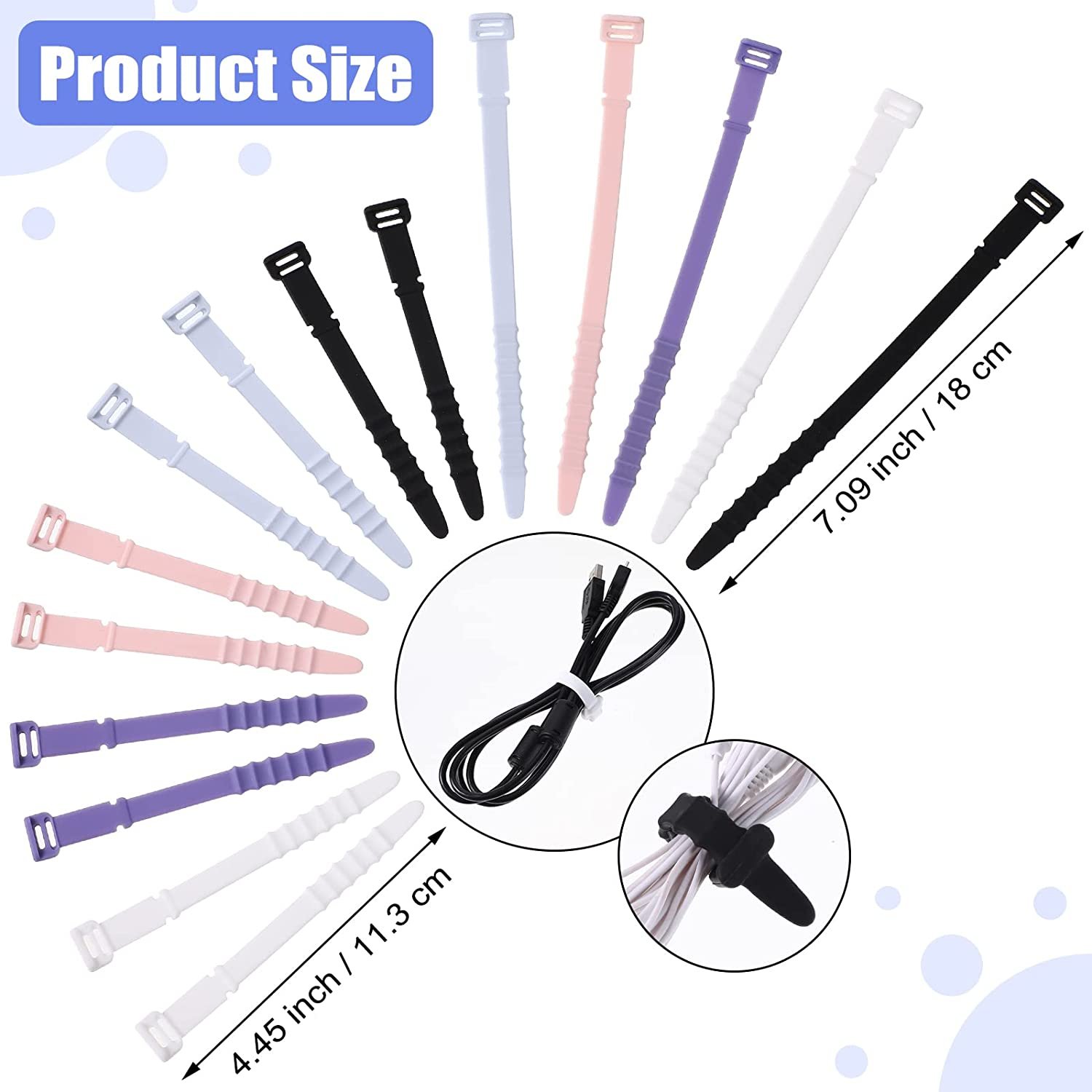 Silicone Cable Ties Hongyucable Silicone Cord Organizer Straps Reusable Cable Zip Ties Reusable Wire Ties