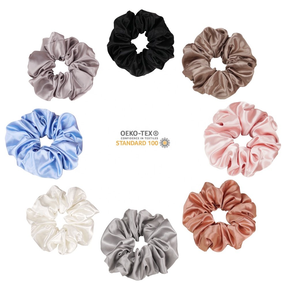 New 100% Mulberry Silk Scrunchies With Elastic Band Women Hair Accessories
