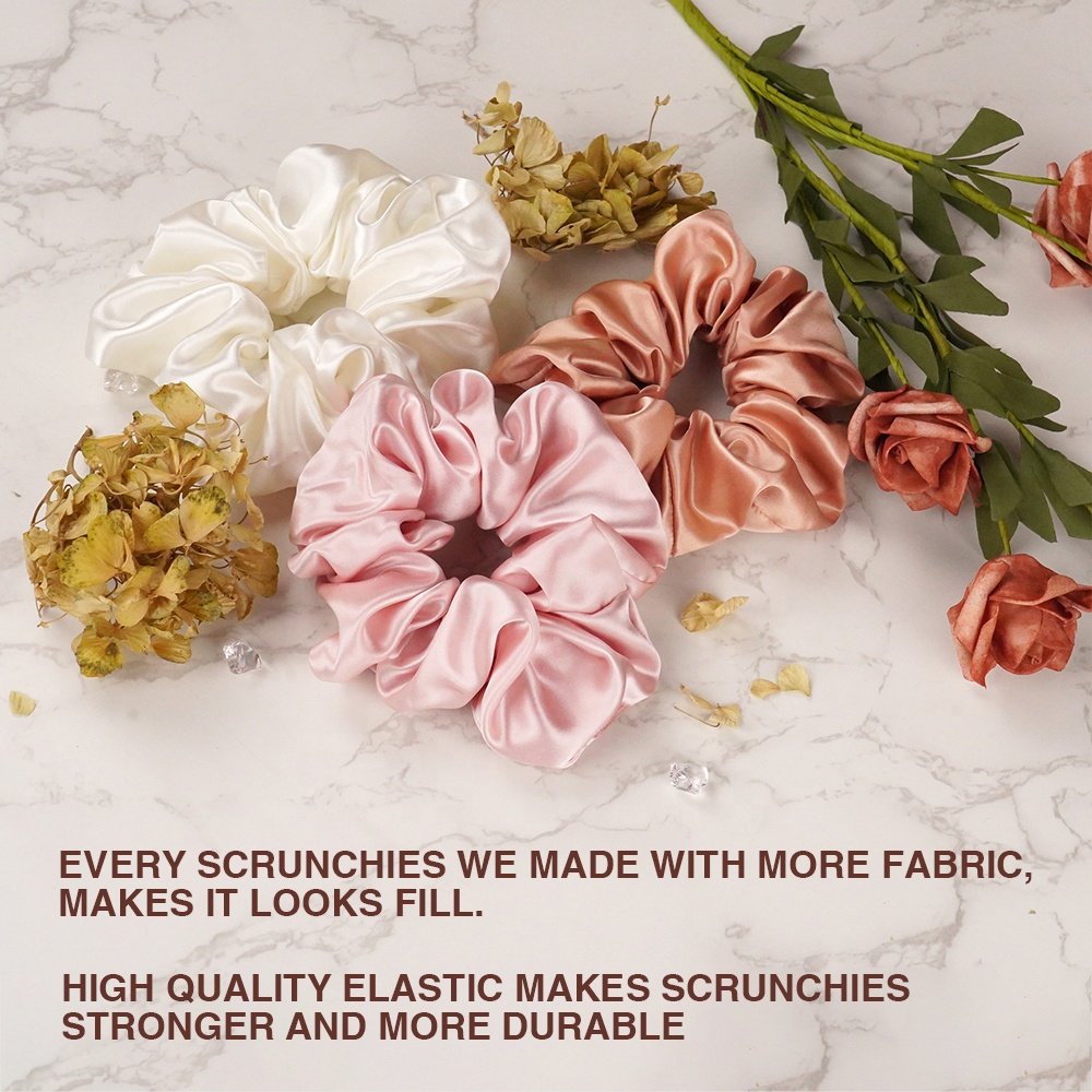 New 100% Mulberry Silk Scrunchies With Elastic Band Women Hair Accessories