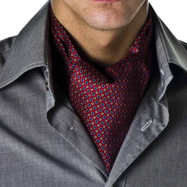 Black white colour silk printing twill fabric men ascot neckwear