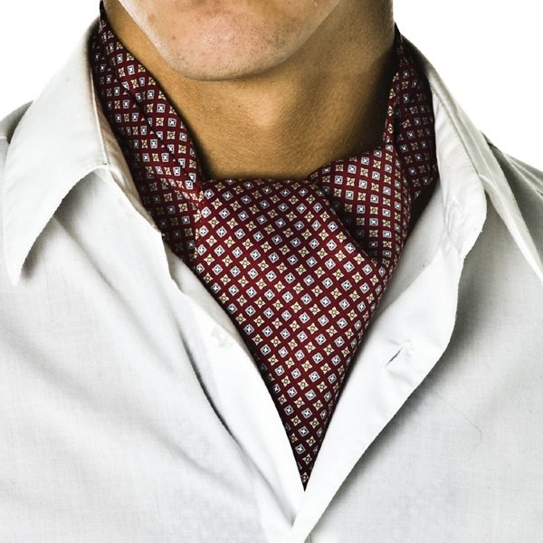 Black white colour silk printing twill fabric men ascot neckwear