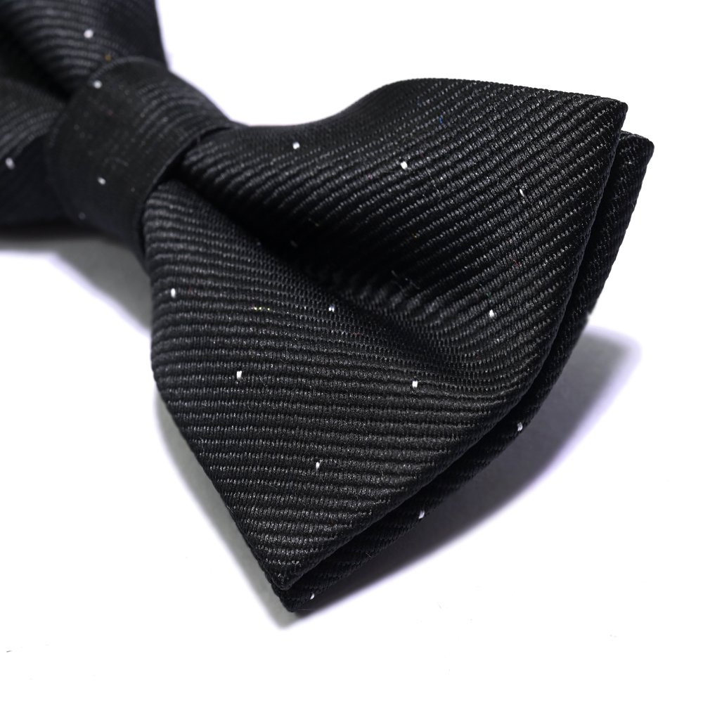 YiLi Handmade Polyester Jacquard Black Polka Dot Pattern Bow Tie