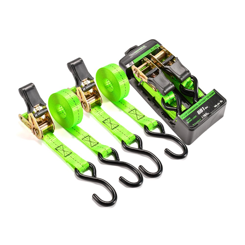 Heavy Duty 1 Inch 25mm 800kgs Cargo Lashing Belt Ratchet Tie Down Strap with S Hooks