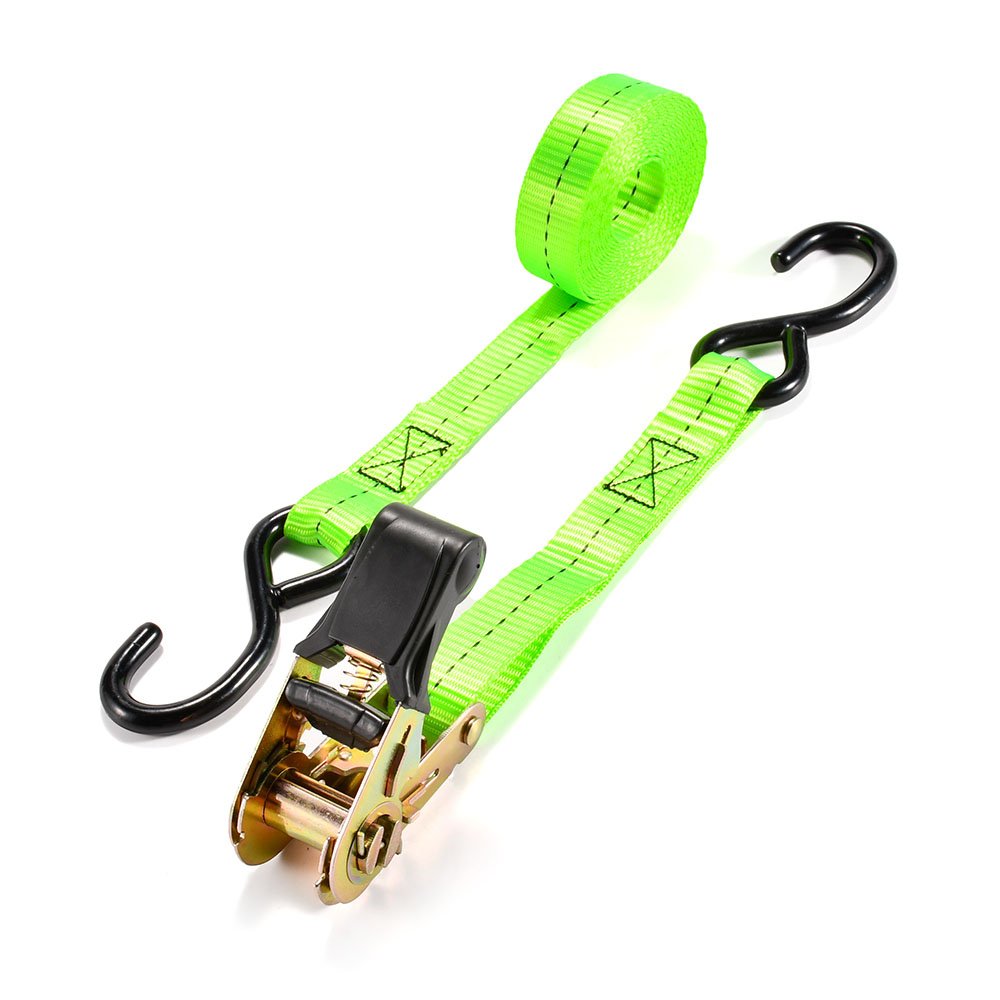 Heavy Duty 1 Inch 25mm 800kgs Cargo Lashing Belt Ratchet Tie Down Strap with S Hooks