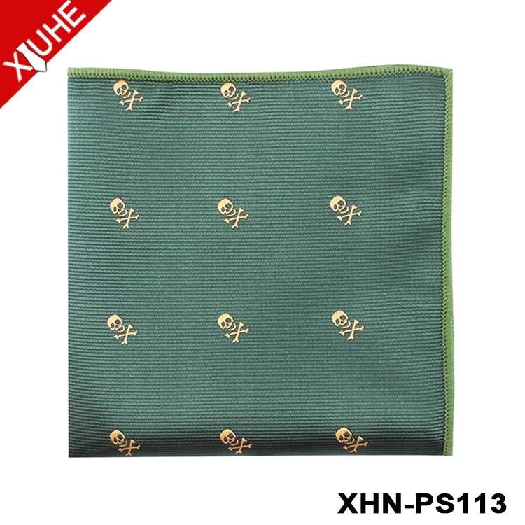 New Pattern High Quality Custom Handkerchief Navy Blue Woven Flamingo Handkerchief Custom 100% Polyester Pocket quare