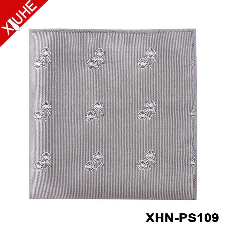 New Pattern High Quality Custom Handkerchief Navy Blue Woven Flamingo Handkerchief Custom 100% Polyester Pocket quare