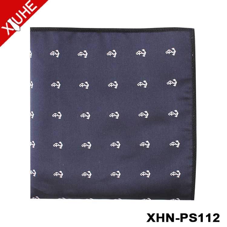 New Pattern High Quality Custom Handkerchief Navy Blue Woven Flamingo Handkerchief Custom 100% Polyester Pocket quare