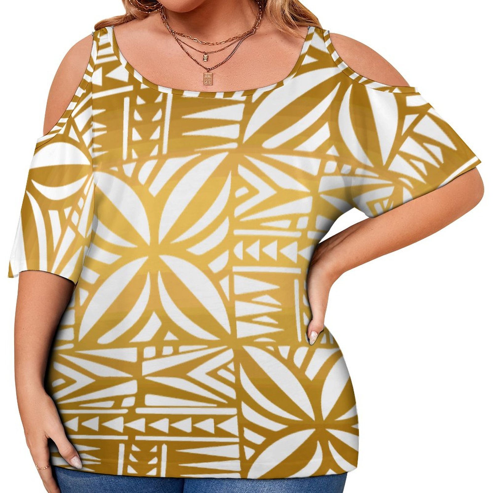 Hawaiian Island Style Tropical Monstera Leave Printing Ladies Tops Large Size Womens T-shirts Custom Off Shoulder T Shirt Tee