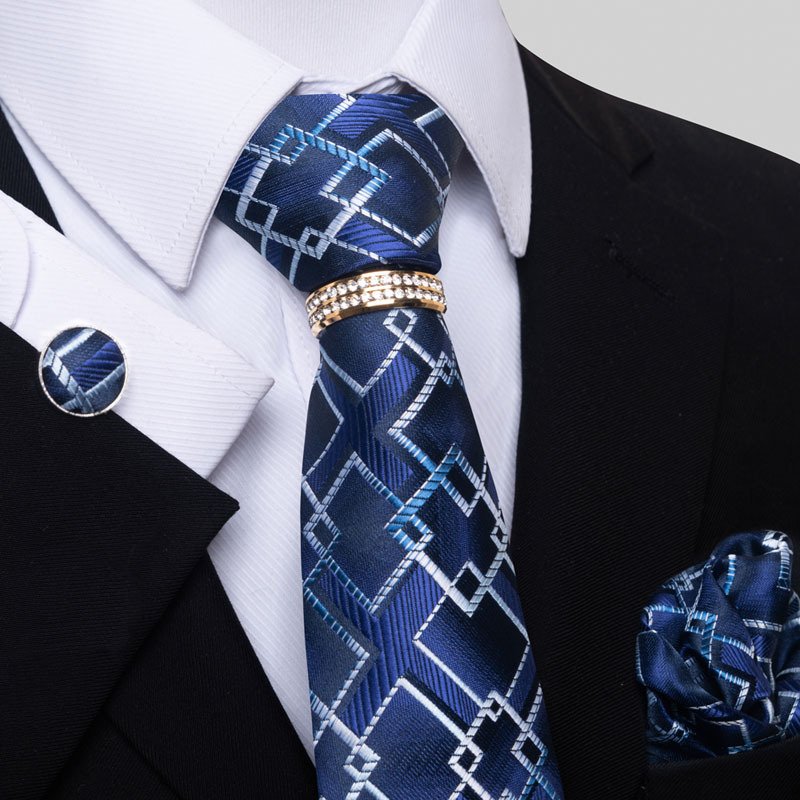 2022 New Designer low price Mens Luxury Wedding Ties For Silk Jacquard Woven Men Necktie Ring Cufflinks Hanky Set